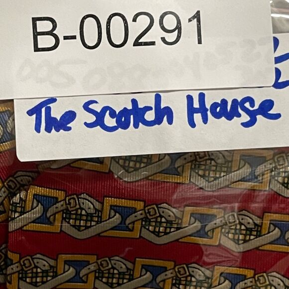 The Scotch House Neck Tie Red Print 100% Silk Made in England - Picture 9 of 9
